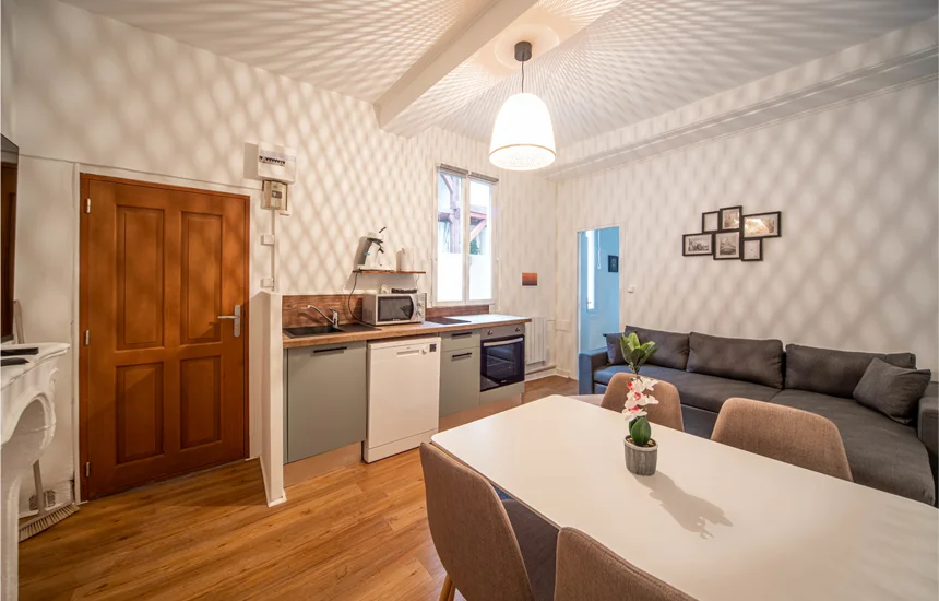 Appartement rénové avec plomberie, électricité, sol, peinture, ameublement